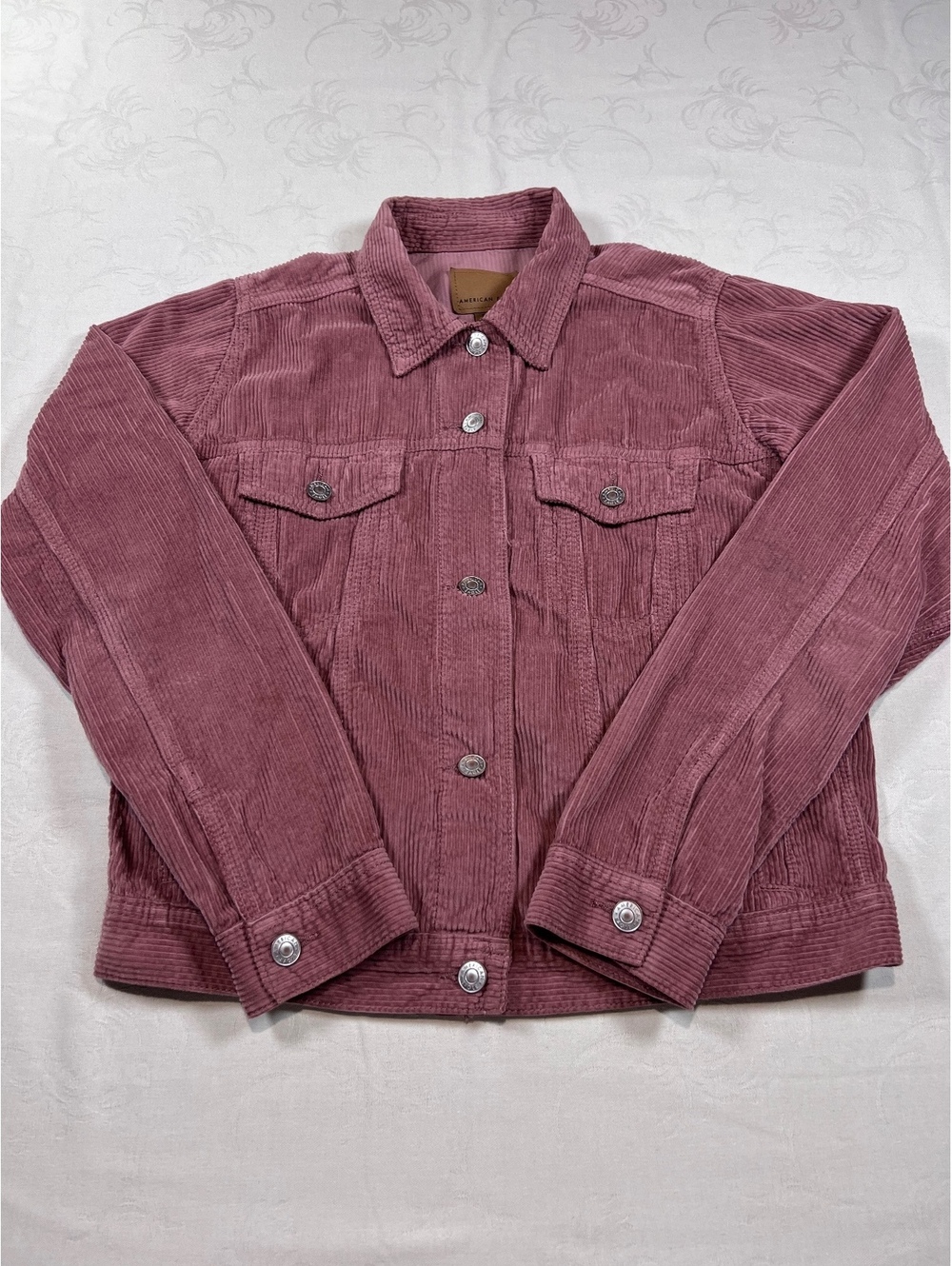 American Eagle Womans Corduroy Pink Trucker Jacket Size Small